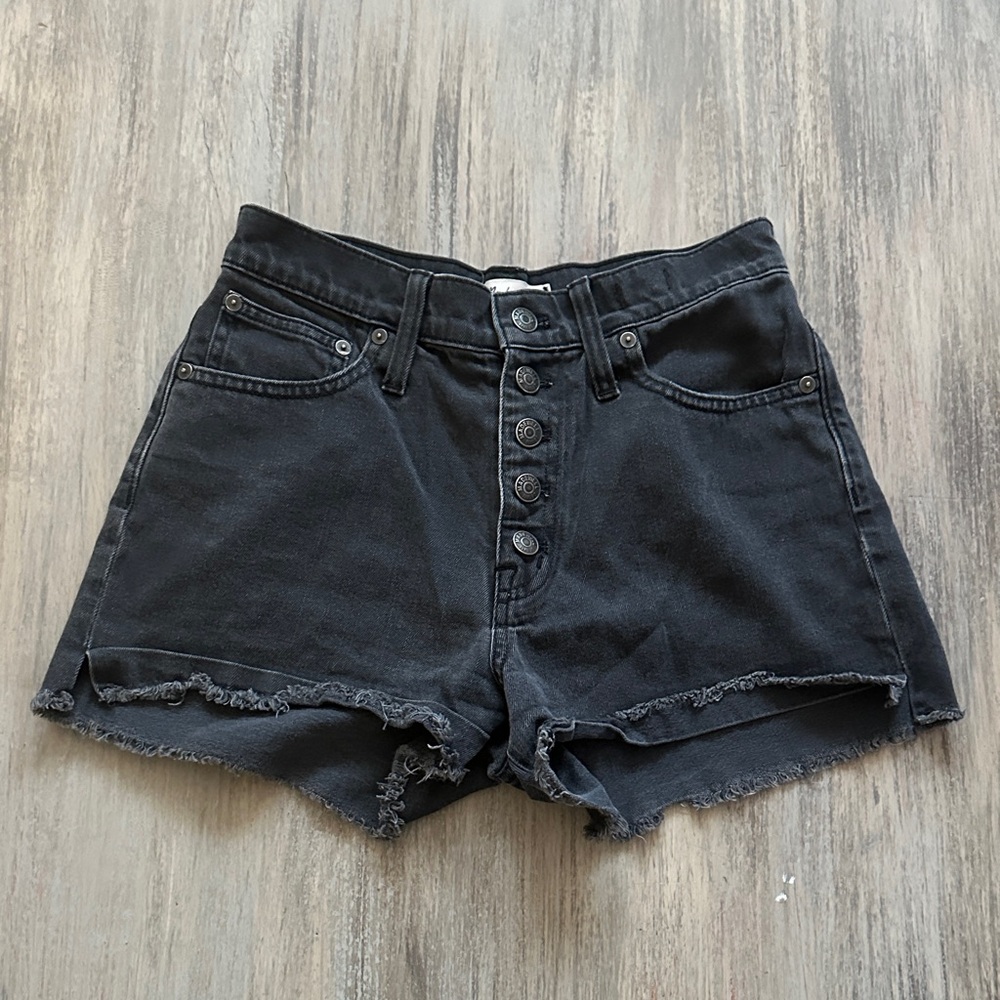 Madewell High Waist Black Denim Shorts